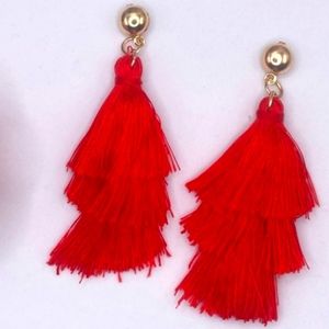 BRAND NEW! BOHO Red Fringe Earrings